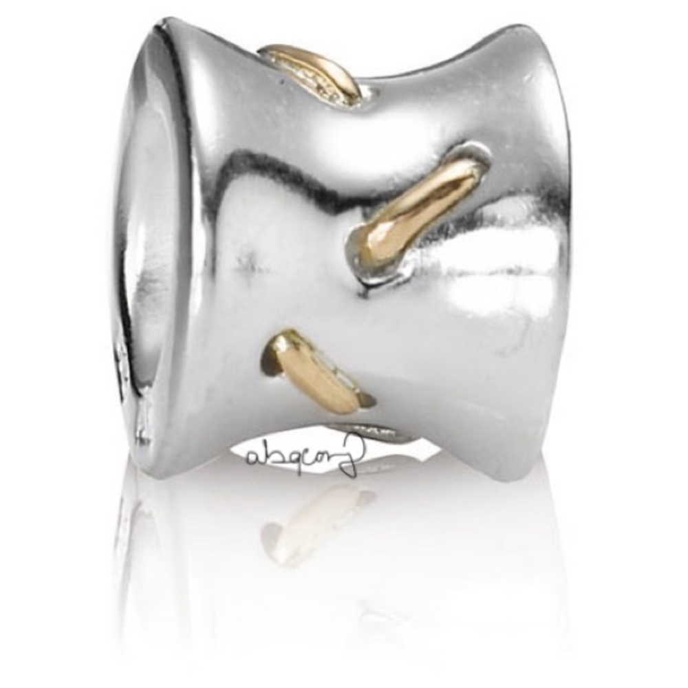 EUC Pandora 790327 Sterling Silver w/ 14k Yellow Gold Stitches Charm